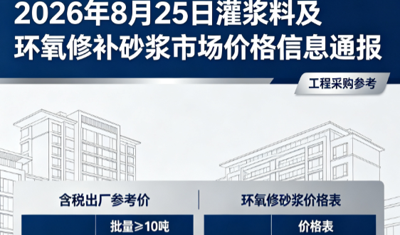 蓬莱2026年8月25日灌浆料及环氧修补砂浆市场价格信息通报